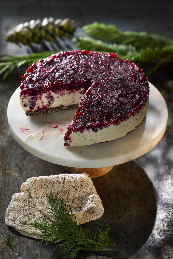 NO BAKE CASHEW-CHEESECAKE MIT CRANBERRY TOPPING Buffet Weihnachten